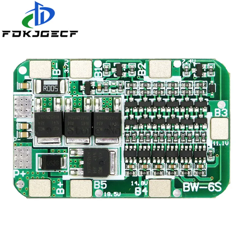 10 szt./lot 6S 24V 15A PCB BMS Protection Board For 6 Pack 18650 Li-ion Lithium Battery Cell Module