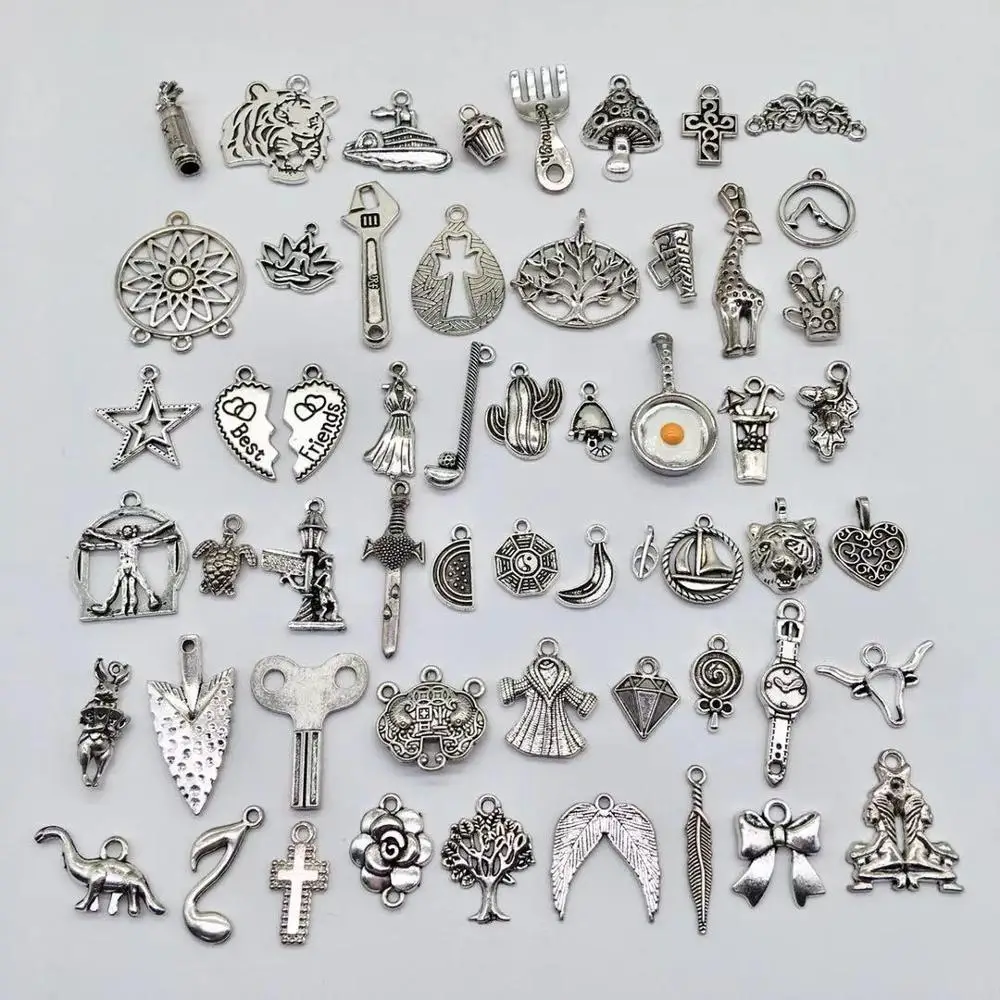 120 sztuk 120 różnych tybetańskich srebrnych mieszanych stylów zawieszenia zawieszenia DIY biżuteria dla naszyjnik bransoletka produkcja akcesoriów