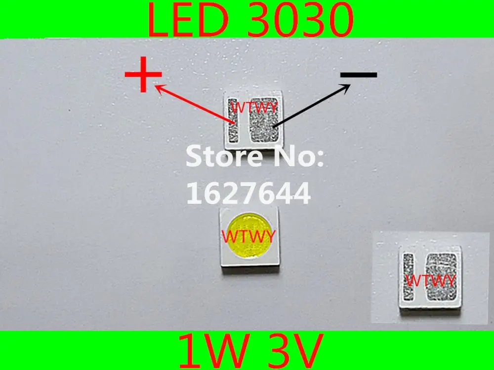 200PCS EVERLIGHT LED 3030 LED Backlight TV High Power 1W 3V LED Backlight Cool white For LED LCD TV Backlight Application