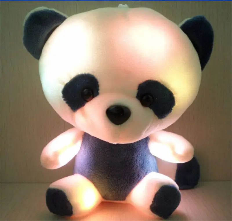 25 cm Miękkie zwierzęta, niedźwiedź lampa błyskowa led światła miś świecące słodki miś panda lalki pluszowe zabawki dla dzieci prezent (bez baterii)