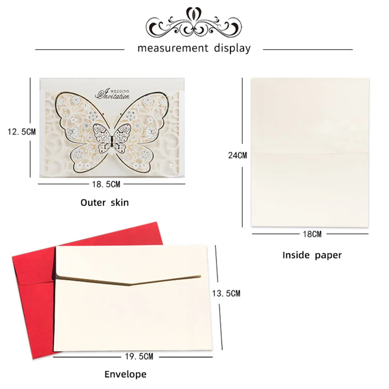 50szt motyl eleganckie cięcie laserowe wesele zaproszenie biznes Kartkę z życzeniami indywidualne ślubne dekoracje świąteczne akcesoria
