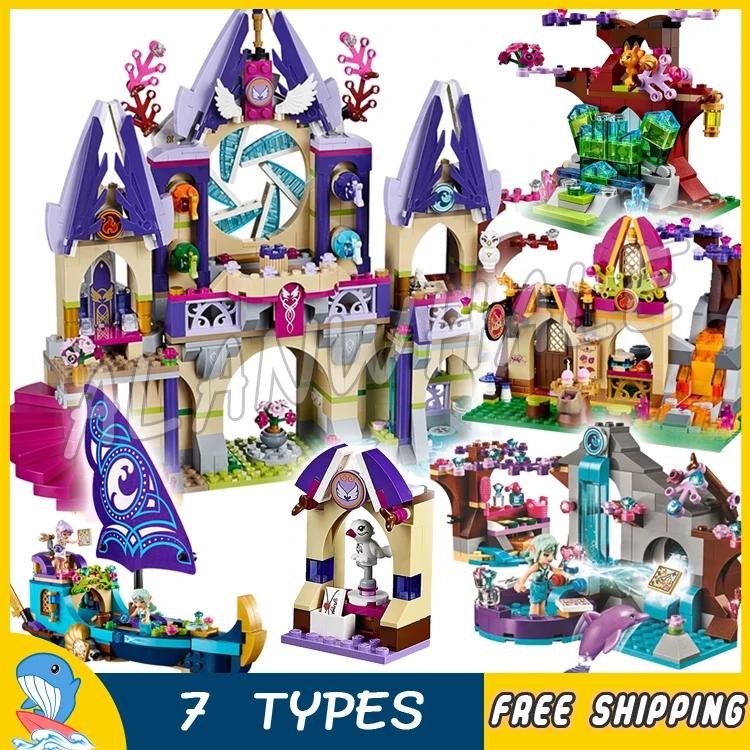 7types Elves Theme Magic Sky Castle Earth Wind Fire Water Element Model Building Blocks dla dzieci zabawki zgodne z cegły