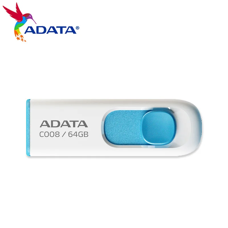 ADATA Original C008 USB Flash Drive 32GB 64GB 16GB 8GB monolityczny rozkładana Pen Drive Classic USB 2.0 Flash Drive High Speed Pendrive