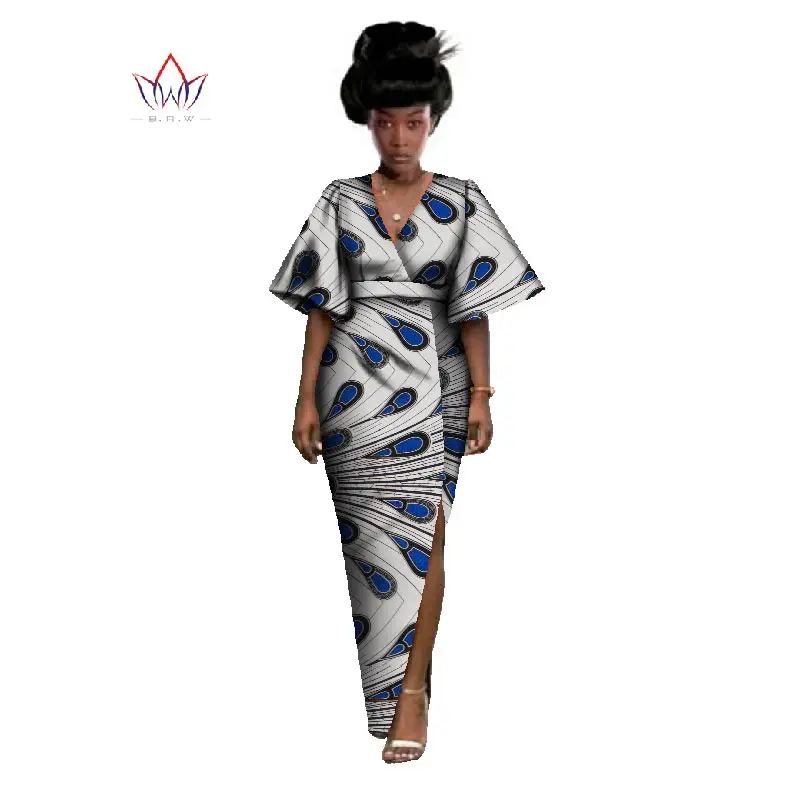 Afrykańska odzież plus size odzież Damska z krótkim rękawem sukienka maxi suknie wieczorowe Dashiki African Bazin Riche odzież Damska WY764