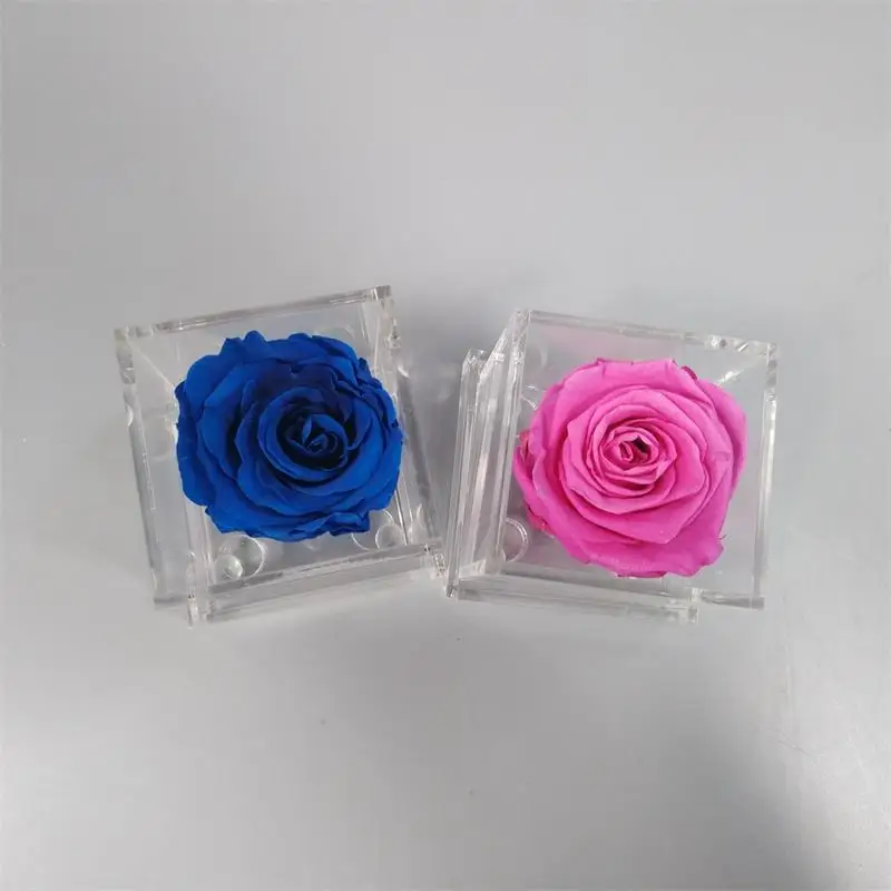 Akrylowy Kwiat skrzynia Walentynki prezent jedna ramka Rose małe pudełka niespodzianka prezent przyjaciółce bez kwiatów