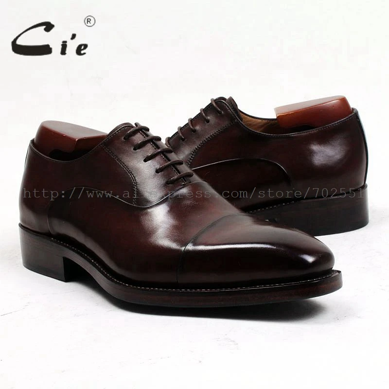 Cie custom goodyear welted handmade pure genuine calf leather męskie sukienka oxford color coffee brown shoe No.OX484