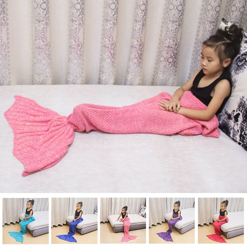 CN piękny Mermaid koc koreańska wersja fishtail dziewczyna вязаное koc sofa, pościel łóżko, koc, Nowy rok rodzic-dziecko prezent