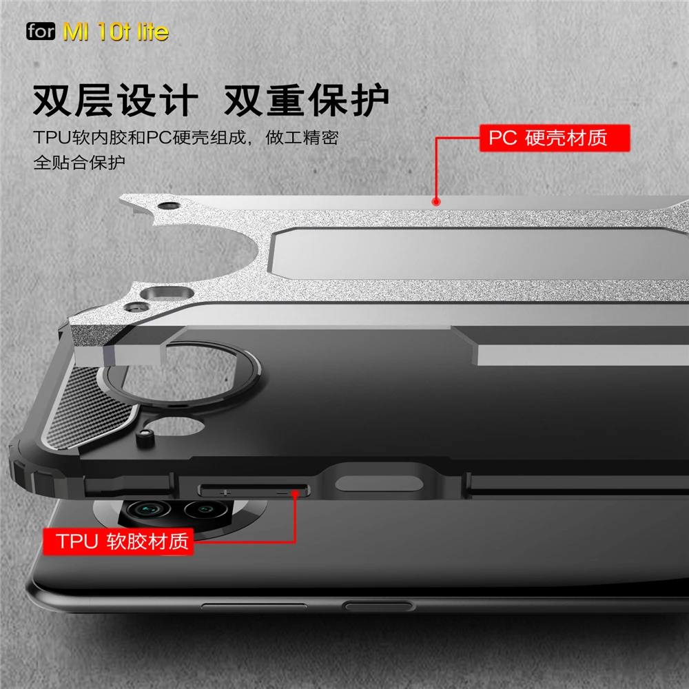 Dla Xiaomi Mi 10T Lite pokrowiec Etui dla Xiaomo Mi 10T 10 Pro Mi Note 10 Pro Lite etui do telefonu Armor Hard Back Shell Coque Fund Capa