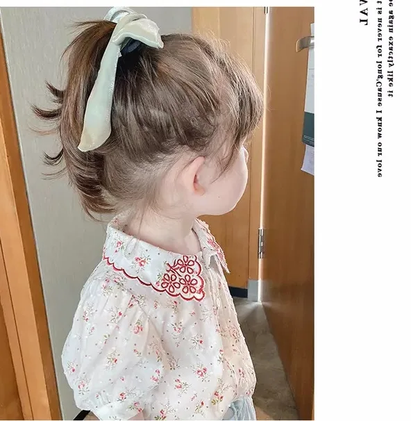Dziewczyny koszule kwiaty świeże bluzki 2020 lato nowe małe dziecko krótki rękaw puff słodki bawełna odzież dla dziecka