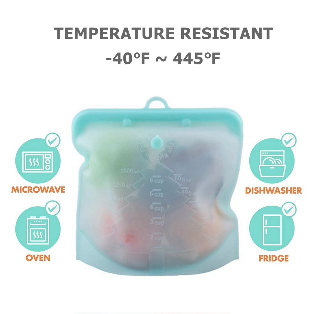 Ekologiczna silikonowa torba do przechowywania żywności żywności Silikonowa torebka Ziplock szczelne zamrażanie torby ze wskaźnikiem czasu kuchenne torba
