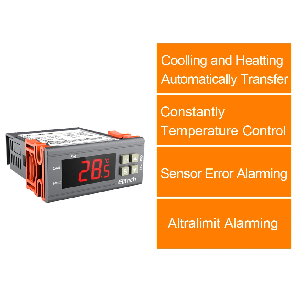 Elitech STC-1000 regulator temperatury Origin Digital 110V Stustopniowy termostat 2 przekaźniki