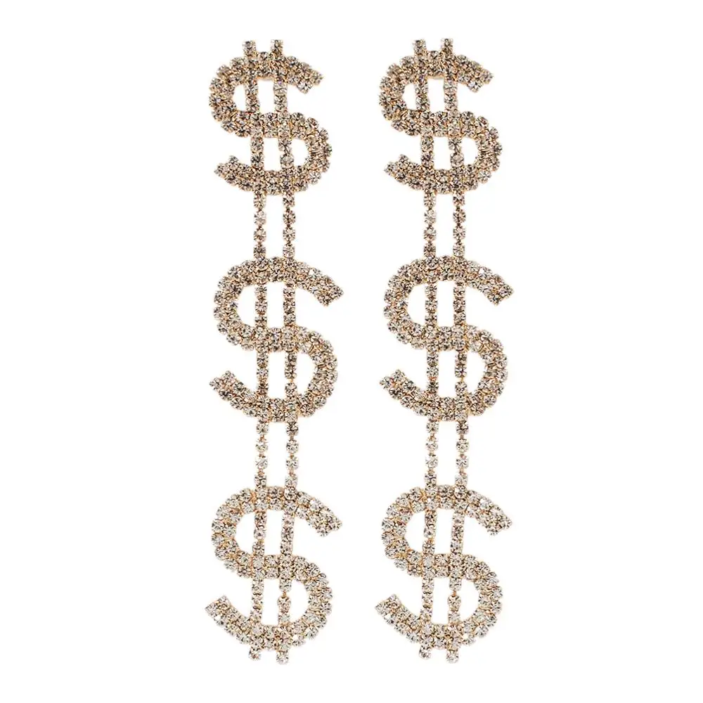 Genialny rhinestone dolar wisiorki kolczyki kolczyki dla kobiet biżuteria partii oświadczenie kolczyki akcesoria UKMOC