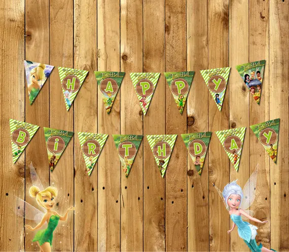 Księżniczka Tinkerbell Banner Baby Shower Urodziny Dekoracje Imprez Dla Dzieci Event & Party Supplies Party Flags Candy Bar