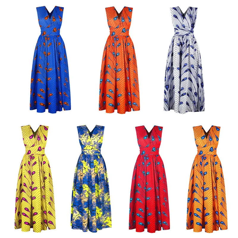 Letnie afrykańskie sukienki dla kobiet 2020 moda Wiadomości szlafrok długa sukienka kwiatowy print partia Afrykański odzież