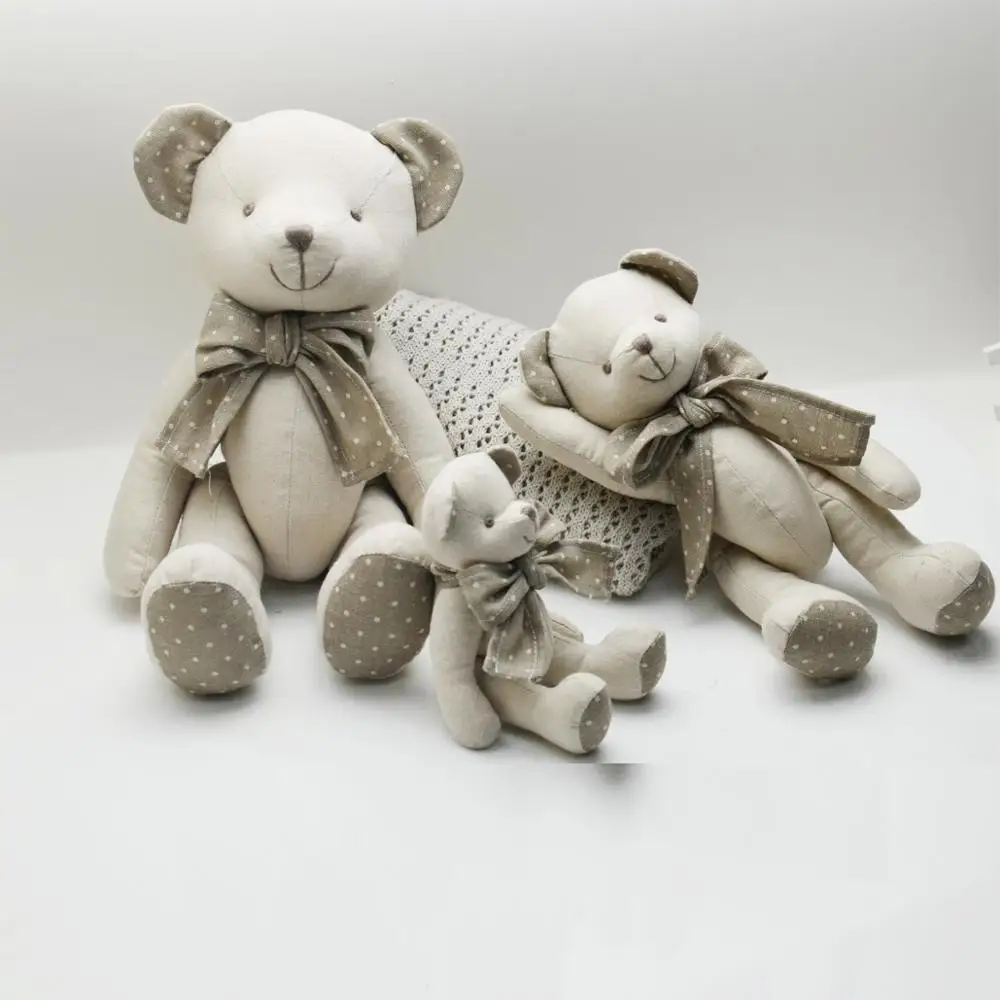 Luksusowy, Ręcznie Wspólny Niedźwiedź Miękka Zabawka Z Scraft Baby Nursery Klasyczny Zwierzę Tkaniny Lalka Bawełna Pościel Miś Miękkie Pluszowe Zabawki