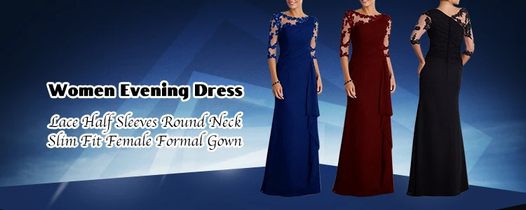 Moda damska sukienka koronkowe rękawy okrągły dekolt Slim Fit kobieca sukienka H9