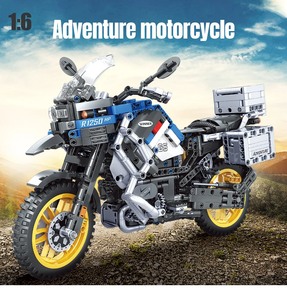 Motocykl klocki dla dzieci zabawki budowlane cegły bloki klasyczny model edukacji zabawki przygody moto podróży dla dzieci prezent