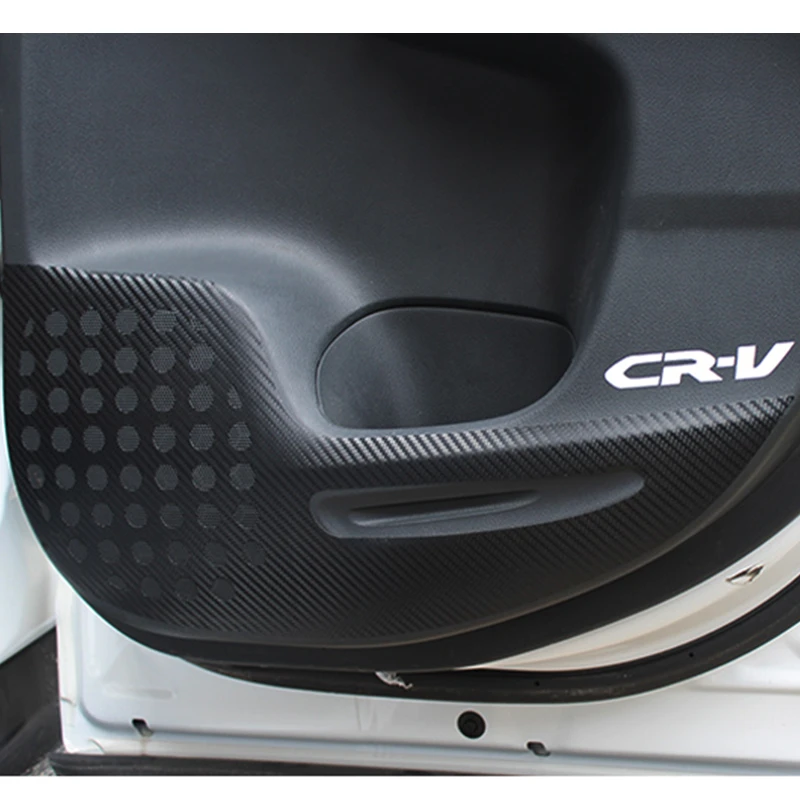 Motoryzacja drzwi naklejka Pad Honda CRV 2012 do 2016 roku drzwi wewnętrzne zabezpieczenie naklejka z włókna węglowego 4szt samochód-stylizacja akcesoria