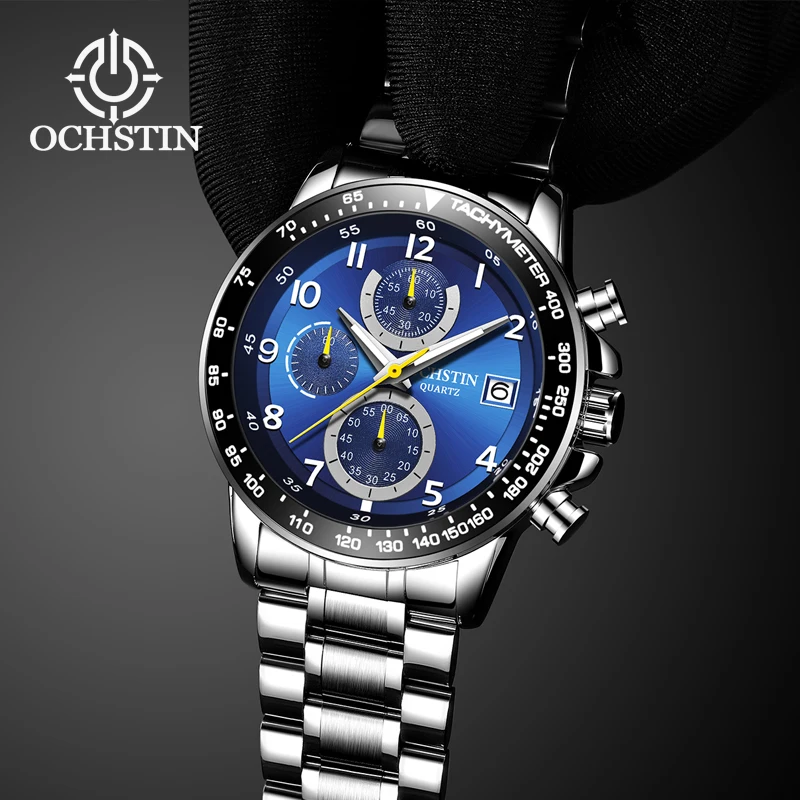 OCHSTIN Luxury Full Steel Business Watch orologio militare Men Fashion Sport Kwarcowy chronograf zegarek mode homme horloges