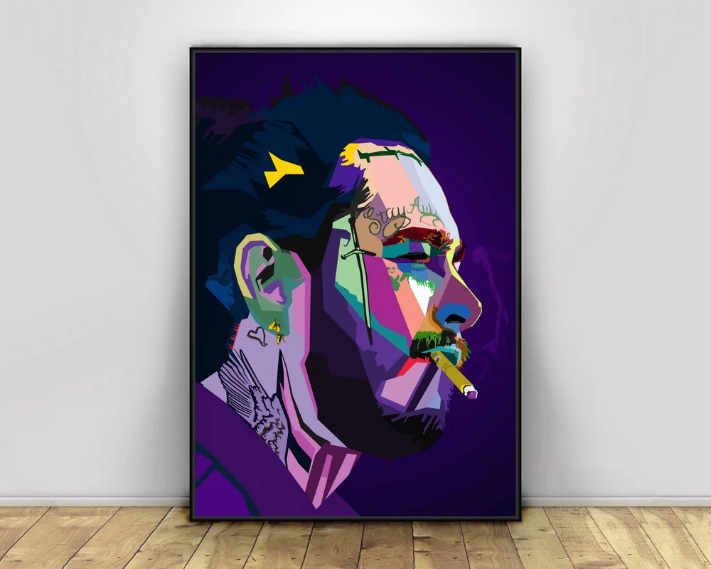 Post Malone pop-artu, hip-hop raper muzyka piosenkarka plakat drukowanie ścienne płótno Malarstwo sztuka wystrój domu, druk na płótnie (bez ramki)#1