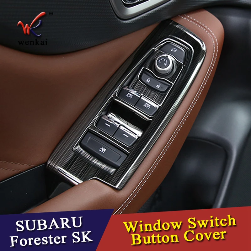 Stylizacja samochodu drzwi wewnętrzne podłokietnik okno przycisk dekoracji pokrywa Wykończenie 4 szt pasuje do Subaru Forester SK 2018 2019 akcesoria