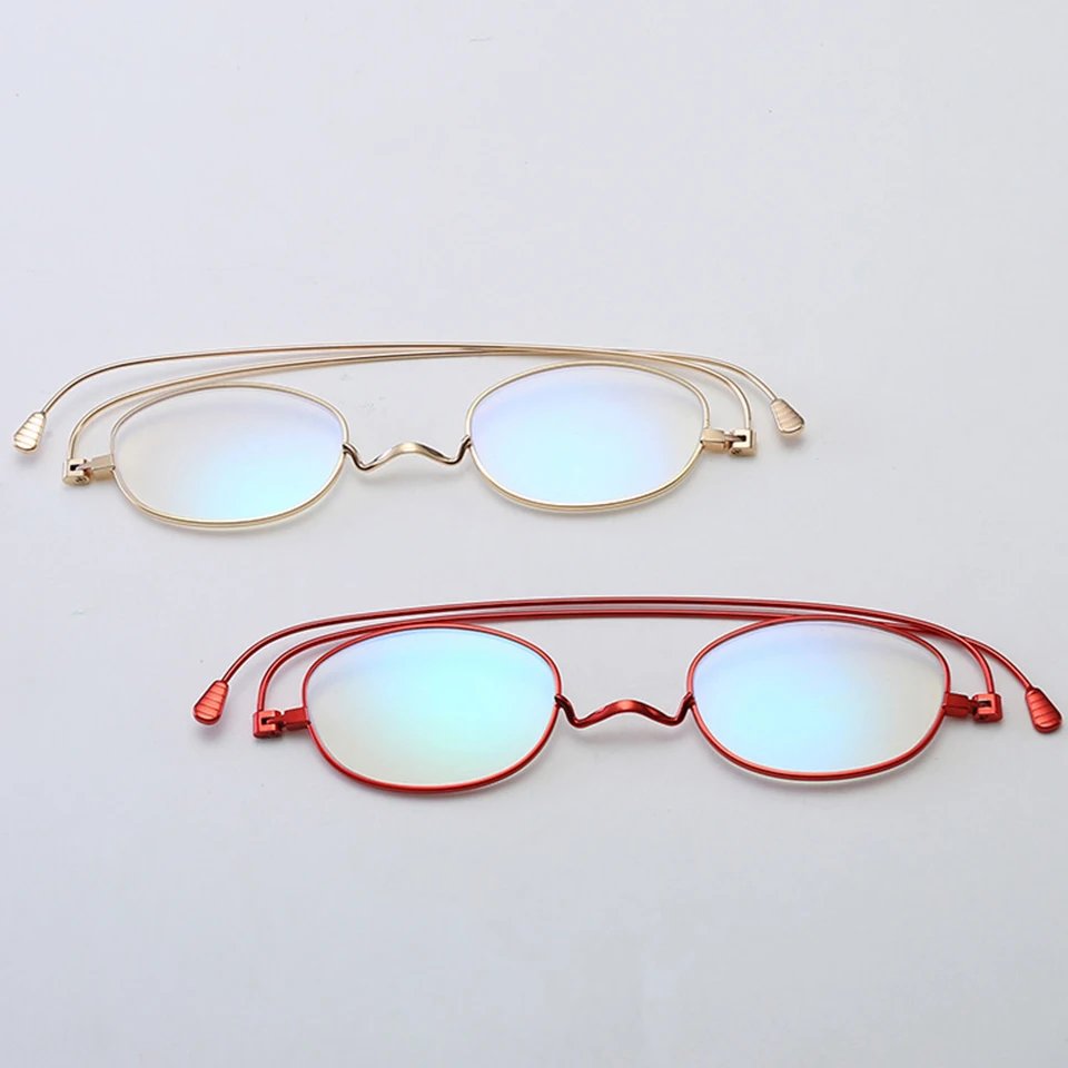 Unisex anty-światło niebieskie cienkie okulary do czytania Mężczyźni Kobiety oprawa ze stali nierdzewnej punkty +1.00 +1.50 +2.00+ 2.50 +3.00