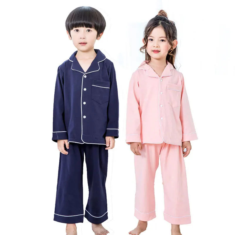 Wiosna i jesień odzież Dziecięca komplety bawełniane z długim rękawem nastolatek dziewczyny chłopcy piżamy zestawy koreański styl odzież Dziecięca dla snu 2szt