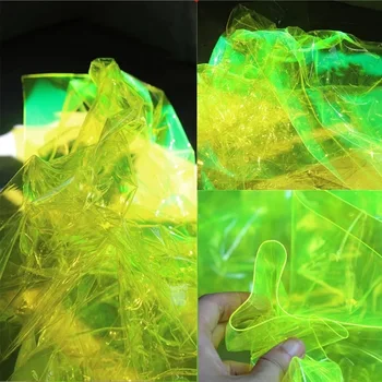 0.1 mm przezroczysty TPU tkaniny PVC fluorescencyjny zielony wodoodporny płynna folia DIY ubrania płaszcz torba wystrój projektant tkaniny
