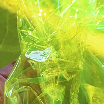 0.1 mm przezroczysty TPU tkaniny PVC fluorescencyjny zielony wodoodporny płynna folia DIY ubrania płaszcz torba wystrój projektant tkaniny