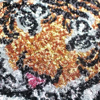 1 24*21 cm klasyczny skoncentrowany cekinów zwierząt ogromny patch haftowane tiger naszywki na ubrania szyć ubrania aplikacja TP026