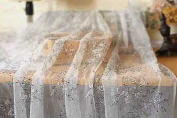 1,5 m szerokości dwukolorowe haftowane siatki koronki tkaniny sukienka odzież tkaniny DIY domowe akcesoria handmade