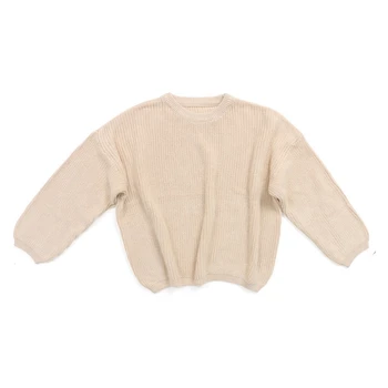 1-5Y Baby Basic sweter Crewneck grube dzieci slouchy miękka wełniana odzież dla chłopców, dziewcząt jesień zima sweter z kapturem top