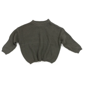 1-5Y Baby Basic sweter Crewneck grube dzieci slouchy miękka wełniana odzież dla chłopców, dziewcząt jesień zima sweter z kapturem top