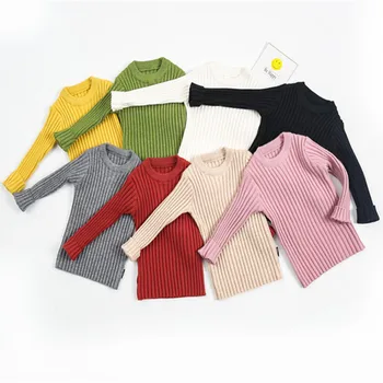 1-6 Lat Swetry Dla Dzieci Baby Boy Sweter Dziecko Dziewczyny Sweter Z Bawełny, Prążkowany Sweter Z Dzianiny Twarda