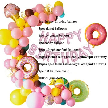 1 kpl różowe pączki, cukierki, lody, popcorn folia balony Baby Shower Happy Birthday ozdoby dmuchany hel słodkie zabawki dla dzieci