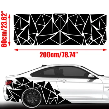 1 matowe czarne trójkąty samochodu boczna naklejka kamuflaż samochód-stylizacja Winylowa naklejka dekoracyjna naklejka do dekoracji samochodu 200x60cm