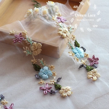 (1 para/lot) 3D Taśma do szycia kwiatowy kwiatowy motyw koronki suknia ,ślubna, ślubne haft Koronki patch
