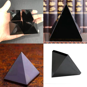 1 szt. naturalne przylot duch energia czarny obsydian piramida Kryształ dla ochrony uzdrowienie domowy stół ozdoby Fengshui