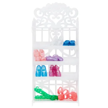 1 zestaw białe buty regał plastikowy szafka na buty półka meble DIY akcesoria dla lalki Barbie Playhouse Baby Girl Kids DIY Toy