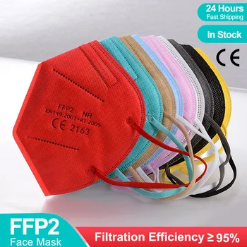 10-100szt kolorowe KN95 maski FFP2 maska do twarzy oddech wielokrotnego użytku Mascarillas Mondmasker Anti Dust FP2 usta maski Муфельный filtr