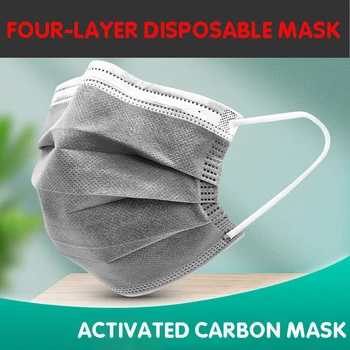 10-200 szt. 4 warstwy maseczka do twarzy jednorazowe węglowy filtr szary biały kolor usta maski dla dorosłych na czas korzystania z szybkiej dostawy dostawa