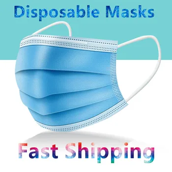 10-200 szt. jednorazowe maski do twarzy niebieski 3 warstwy Ply filtr z włókniny maska do twarzy Антипылевая ochronna jest bezpieczna, oddychająca maska do twarzy