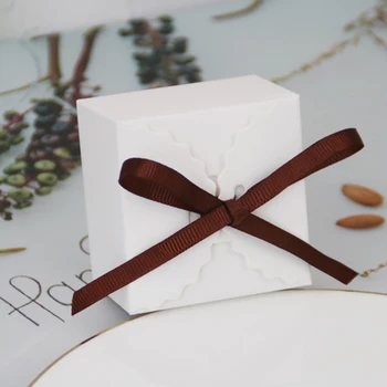 10/50/100szt fala Kraft cukierki pudełko rzecz i prezenty pudełka z taśmą DIY papieru Baby Shower Urodziny dekoracje ślubne