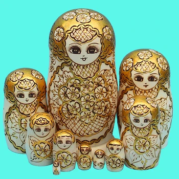 10 szt./kpl. drewniana lalka rosyjskie matrioszki tradycyjne matrioszki kreatywne prezenty zabawki drewniane rękodzieło dekoracja domu