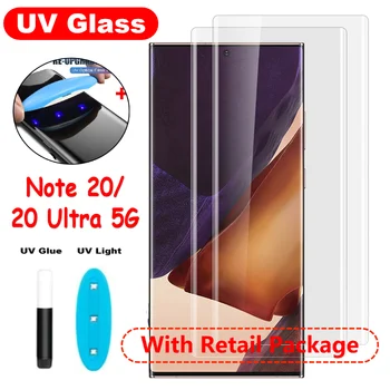 10 szt./lot detalicznej z opakowaniem UV pełna klej gięte hartowane szkło do Samsung Note 20 ochraniacz ekranu w Note 20 Ultra 5G szkło