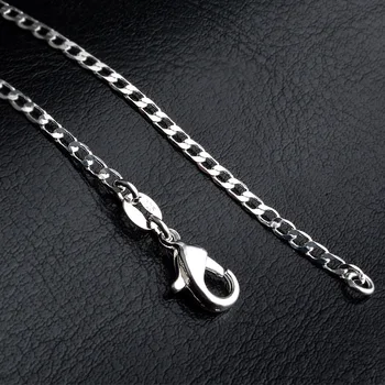 10 szt./lot Hurtowa sprzedaż posrebrzane Krawężnik naszyjnik łańcuch, 2 mm moda 925 biżuteria srebro Krawężnik łańcuch naszyjnik 16