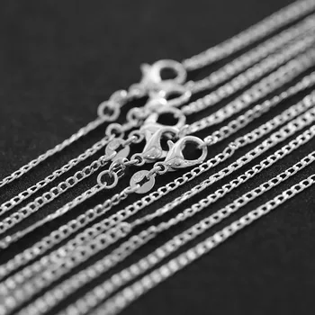 10 szt./lot Hurtowa sprzedaż posrebrzane Krawężnik naszyjnik łańcuch, 2 mm moda 925 biżuteria srebro Krawężnik łańcuch naszyjnik 16