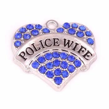 10 szt./lot serce Kryształ policja żona wisiorek dla diy bransoletka lub naszyjnik biżuteria