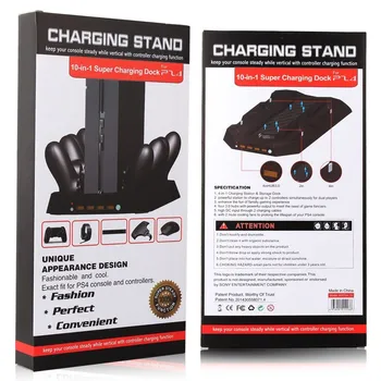 10 w 1 PS4 Super Charging Dock podstawka do konsoli Sony Playstation 4 z kontrolerem ładowarka wentylator USB hub
