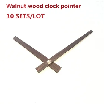 10 zestawów prawdziwej czarnej orzechowym drewna godziny zegara zegar ścienny DIY ręcznie z litego drewna zegar wskaźnik wymiana igły zegarek kwarcowy